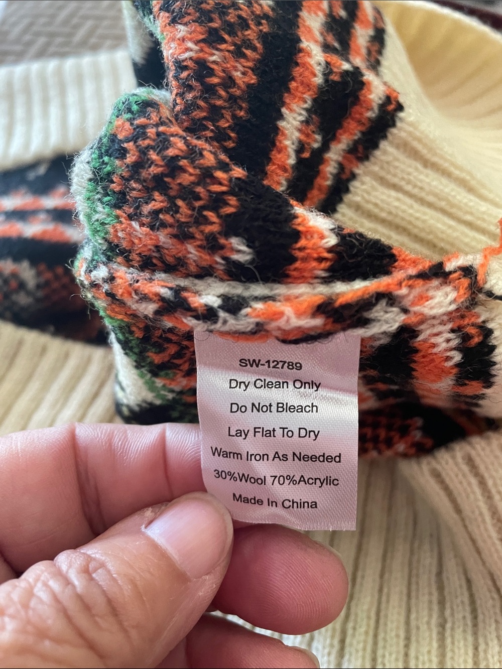 KJP Spooky Season Halloween Cat & Pumpkin Knit Sweater - Cream/Black/Orange - Picture 3 of 5